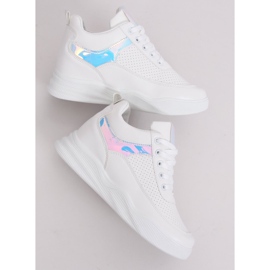 Deportivo blanco tacones cuña 85-429 BLANCO / PLATA 3