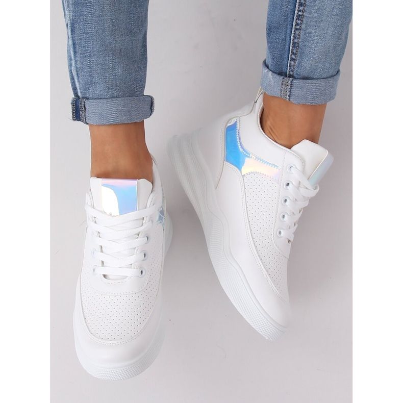 Deportivo blanco tacones cuña 85-429 BLANCO / PLATA 1