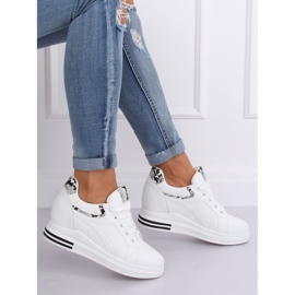 Blanco HY-231 Zapatillas de cuña blancas negro 2