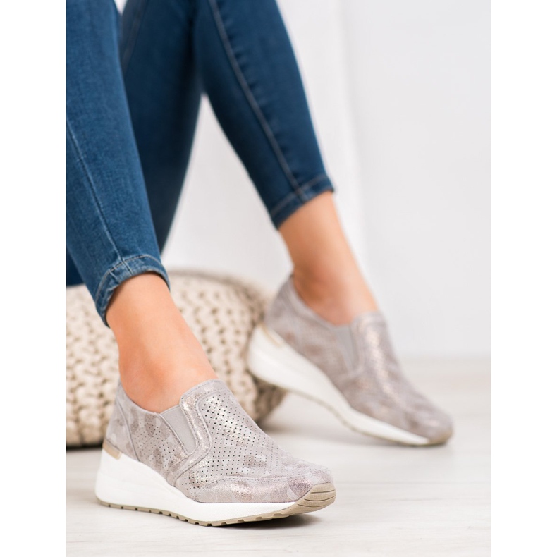 Filippo Slipons de cuero calado marrón amarillo 1