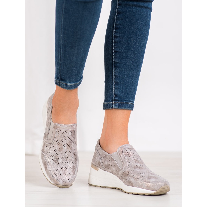 Filippo Slipons de cuero calado marrón amarillo 2