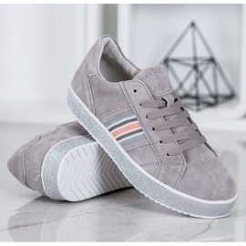 Filippo Zapatillas de piel con plataforma de purpurina gris 2