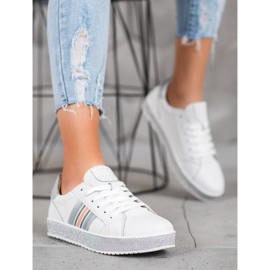 Filippo Zapatillas de piel con plataforma de purpurina blanco 1