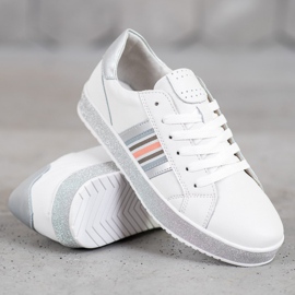 Filippo Zapatillas de piel con plataforma de purpurina blanco 2
