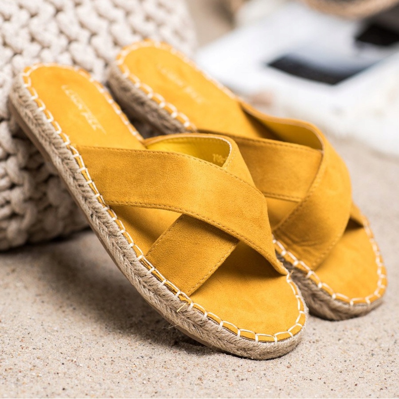 SHELOVET Cómodas pantuflas de gamuza amarillo 2
