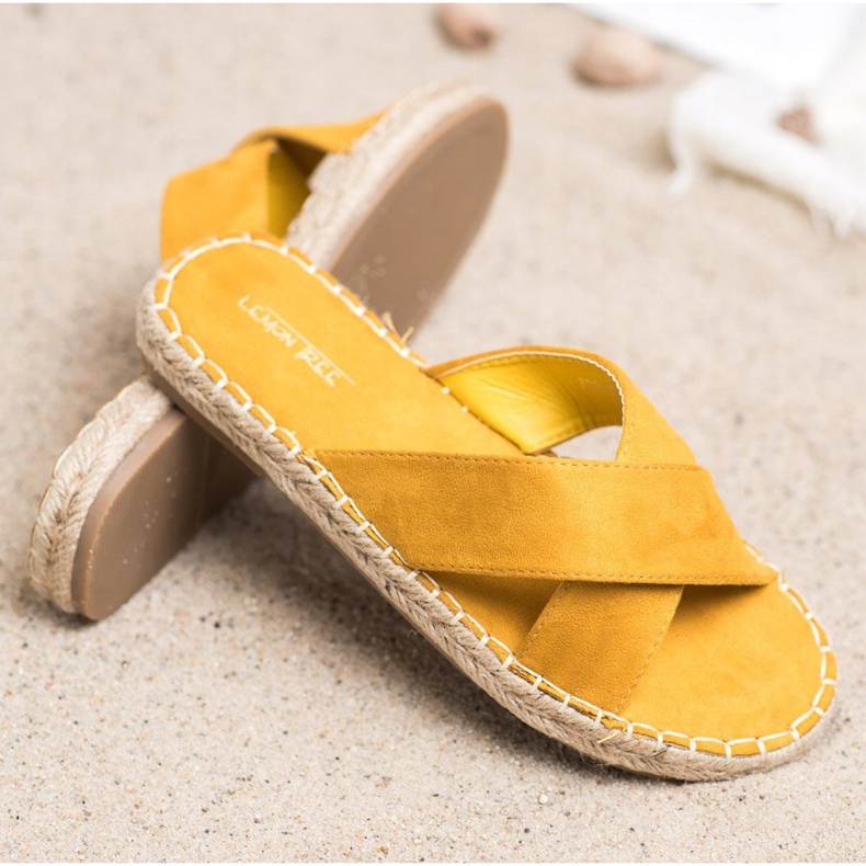 SHELOVET Cómodas pantuflas de gamuza amarillo 1