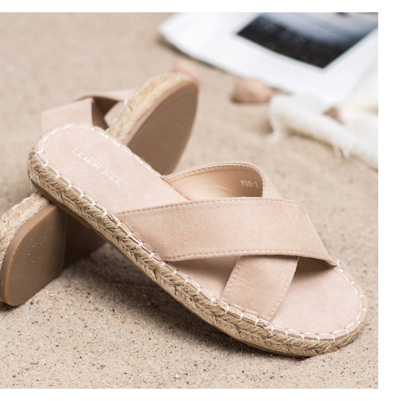 SHELOVET Cómodas pantuflas de gamuza beige 1