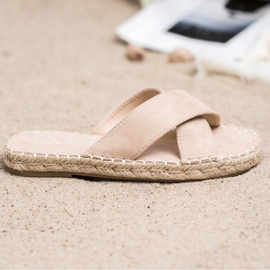 SHELOVET Cómodas pantuflas de gamuza beige 5