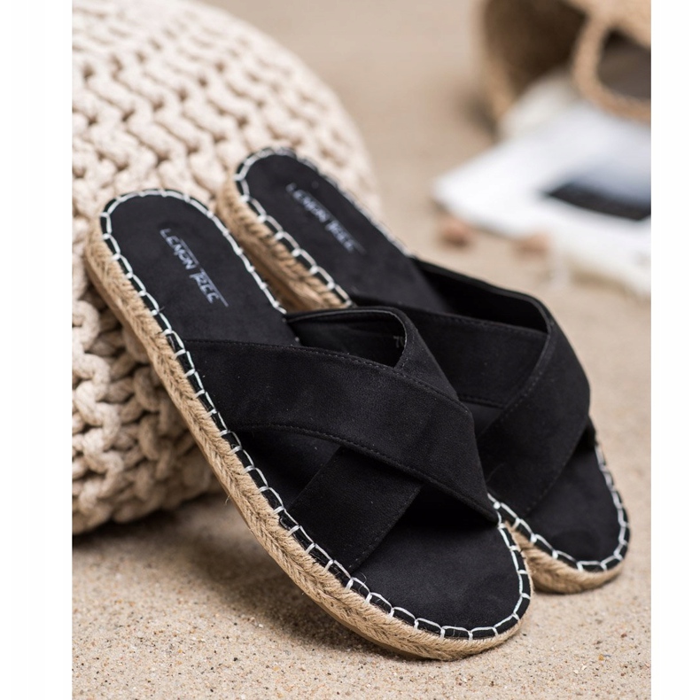SHELOVET Cómodas pantuflas de gamuza negro 1