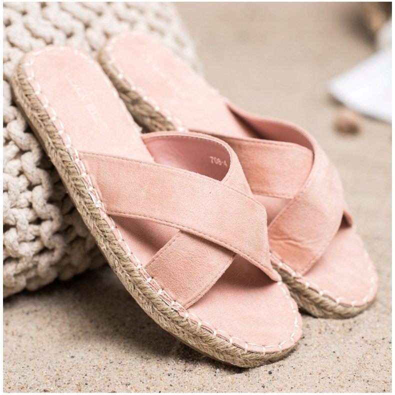 SHELOVET Cómodas pantuflas de gamuza rosado 2