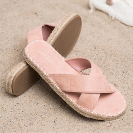 SHELOVET Cómodas pantuflas de gamuza rosado 4