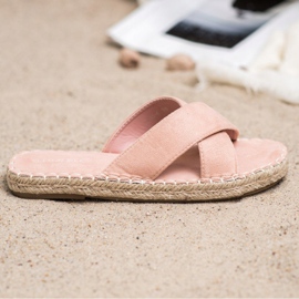 SHELOVET Cómodas pantuflas de gamuza rosado 5