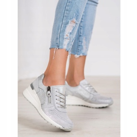 Filippo Zapatillas plateadas con purpurina gris 2