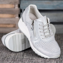 Filippo Zapatillas plateadas con purpurina gris 3
