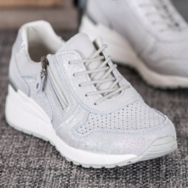 Filippo Zapatillas plateadas con purpurina gris 4