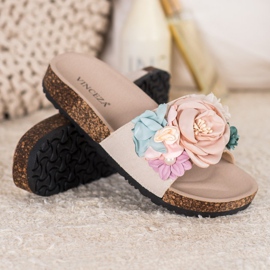 Zapatillas VINCEZA con flores marrón 2