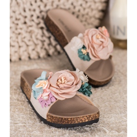 Zapatillas VINCEZA con flores marrón 4