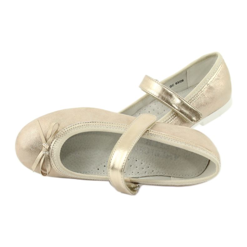 Bailarinas doradas con lazo American Club GC02 beige dorado 5
