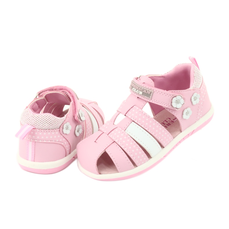 Sandalias de niña American Club DR16 / 20 blanco rosado 4