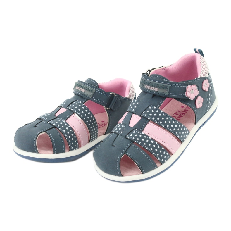 Sandalias de niña American Club DR16 / 20 blanco azul marino rosado 3