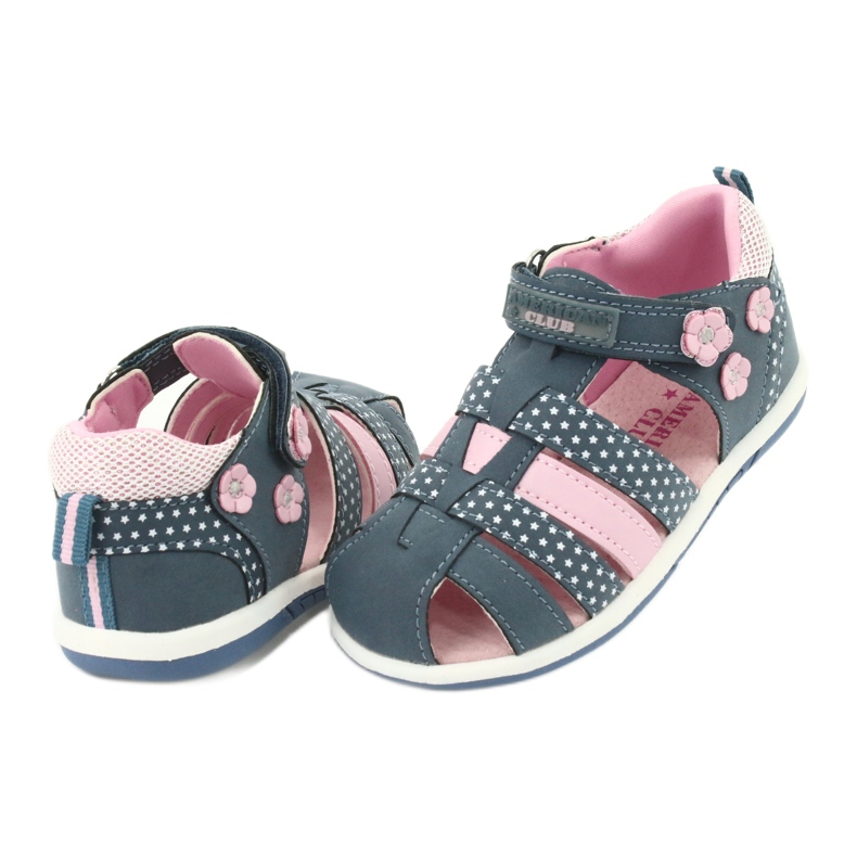 Sandalias de niña American Club DR16 / 20 blanco azul marino rosado 4