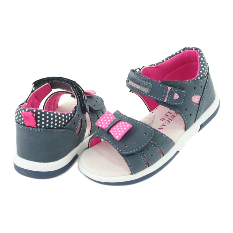American Club Sandalias niña con lazo American DR20/20 azul marino y rosa 3