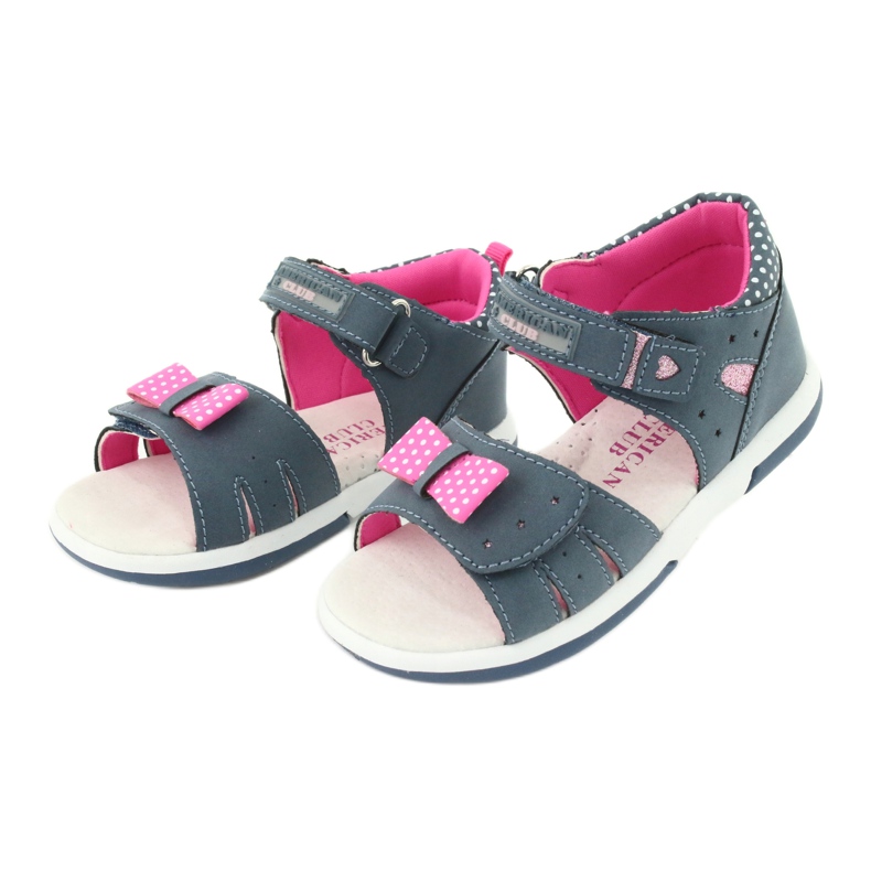 American Club Sandalias niña con lazo American DR20/20 azul marino y rosa 2