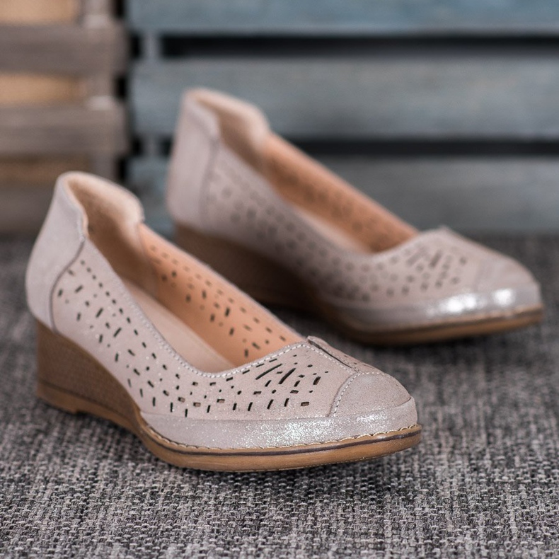 Filippo Zapatos de tacón de piel con purpurina marrón amarillo 1