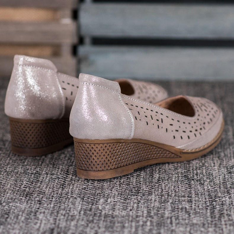 Filippo Zapatos de tacón de piel con purpurina marrón amarillo 2