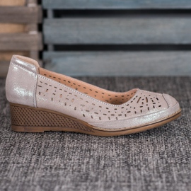Filippo Zapatos de tacón de piel con purpurina marrón amarillo 5