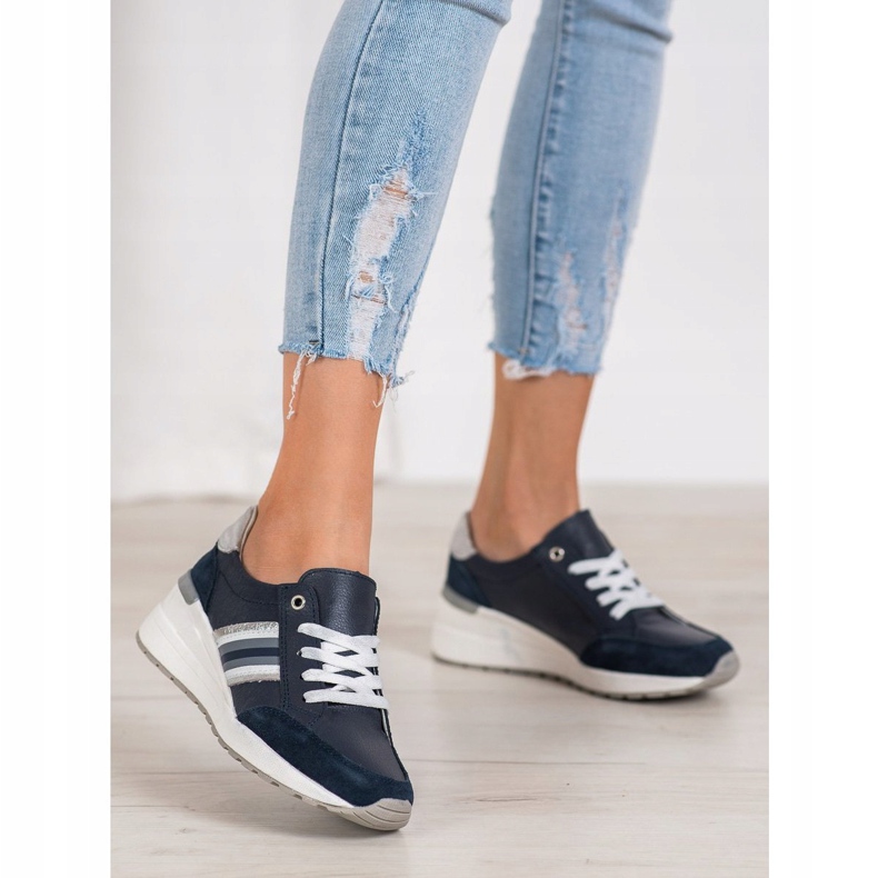 Filippo Zapatos deportivos de cuero azul marino multicolor 1