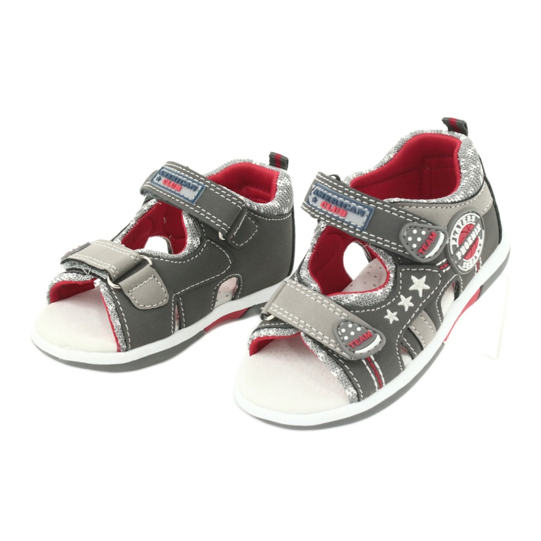 American Club Sandalias con niños Inserto de cuero para niños DR15/20 gris rojo 2