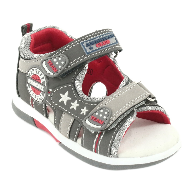 American Club Sandalias con niños Inserto de cuero para niños DR15/20 gris rojo 1