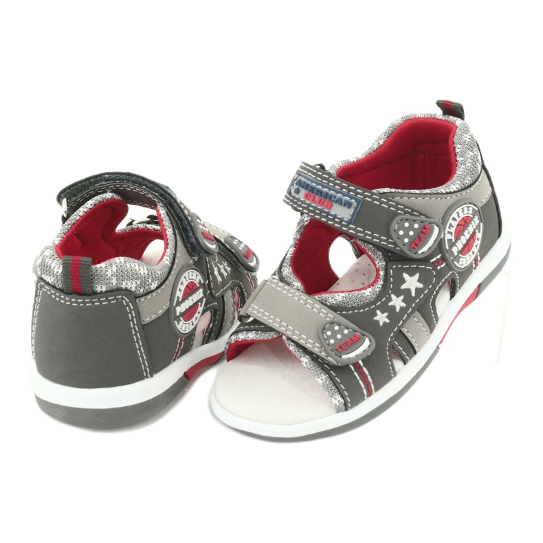 American Club Sandalias con niños Inserto de cuero para niños DR15/20 gris rojo 3