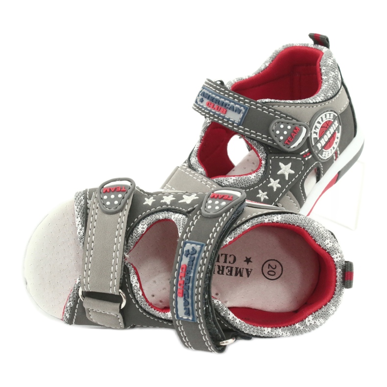 American Club Sandalias con niños Inserto de cuero para niños DR15/20 gris rojo 4