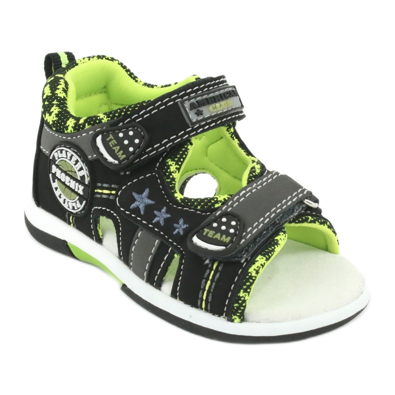 American Club Sandalias de niños Inserto de cuero DR15/20 Negro y verde 1