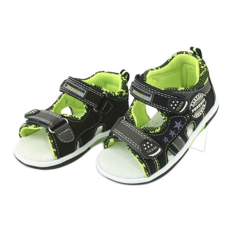 American Club Sandalias de niños Inserto de cuero DR15/20 Negro y verde 3
