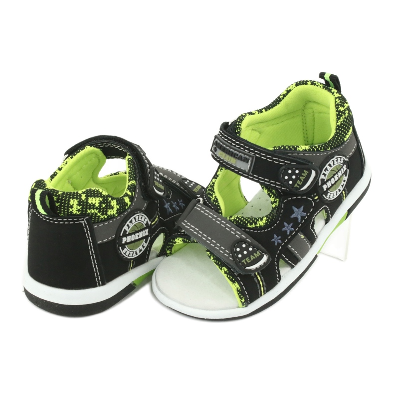American Club Sandalias de niños Inserto de cuero DR15/20 Negro y verde 4