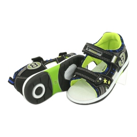 American Club Sandalias Inserto de cuero decorado con ocho y estrellas DR14/20 Negro y verde 4