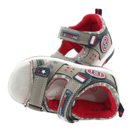 American Club Sandalias de niños de cuero de cuero, ocho y estrellas grises de rojo rojo DR14/20 4