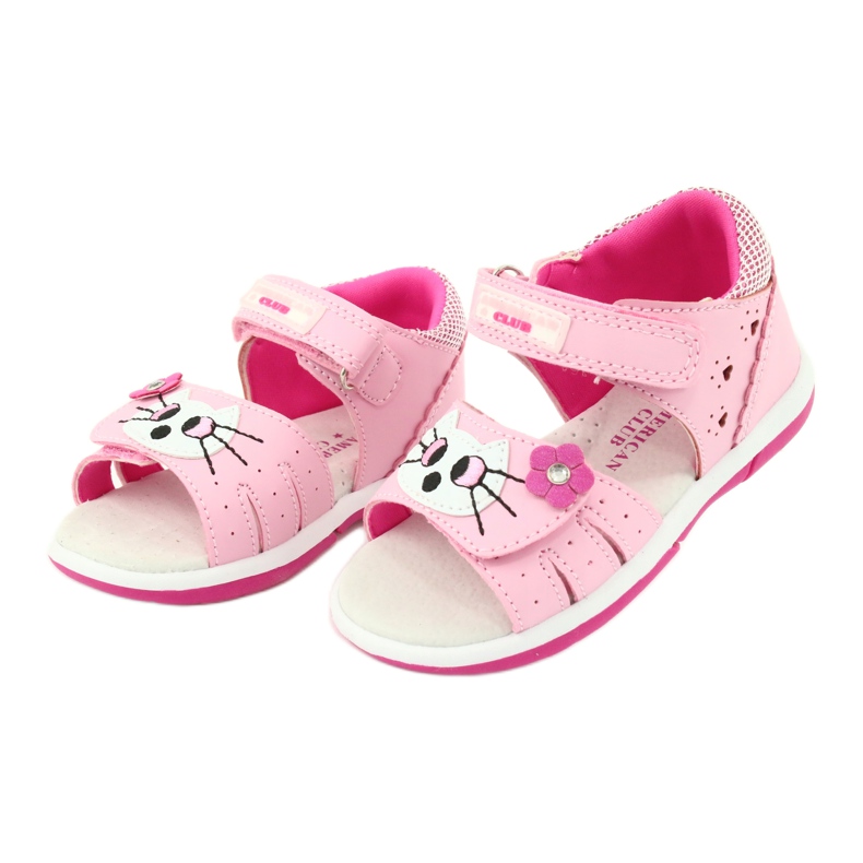American Club DR22/20 sandalias americanas gatitos rosados ​​para niñas 1