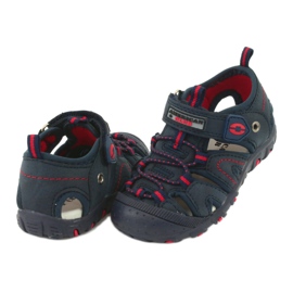 American Club Sandalias de niños Inserto de cuero DR08/20 azul marino Velcro 2
