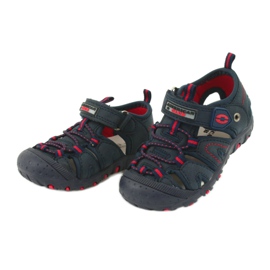 American Club Sandalias de niños Inserto de cuero DR08/20 azul marino Velcro 1