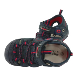 American Club Sandalias de niños Inserto de cuero DR08/20 azul marino Velcro 4