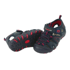 American Club Sandalias de niños Inserto de cuero DR08/20 azul marino Velcro 3