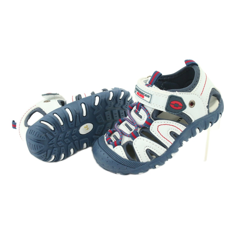 Sandalias con velcro American Club DR08 / 20 para niño blanco rojo azul 3