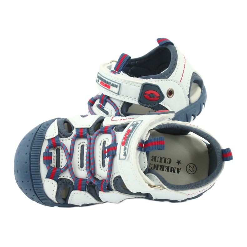 Sandalias con velcro American Club DR08 / 20 para niño blanco rojo azul 4