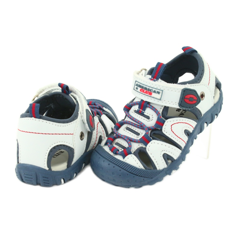 Sandalias con velcro American Club DR08 / 20 para niño blanco rojo azul 2