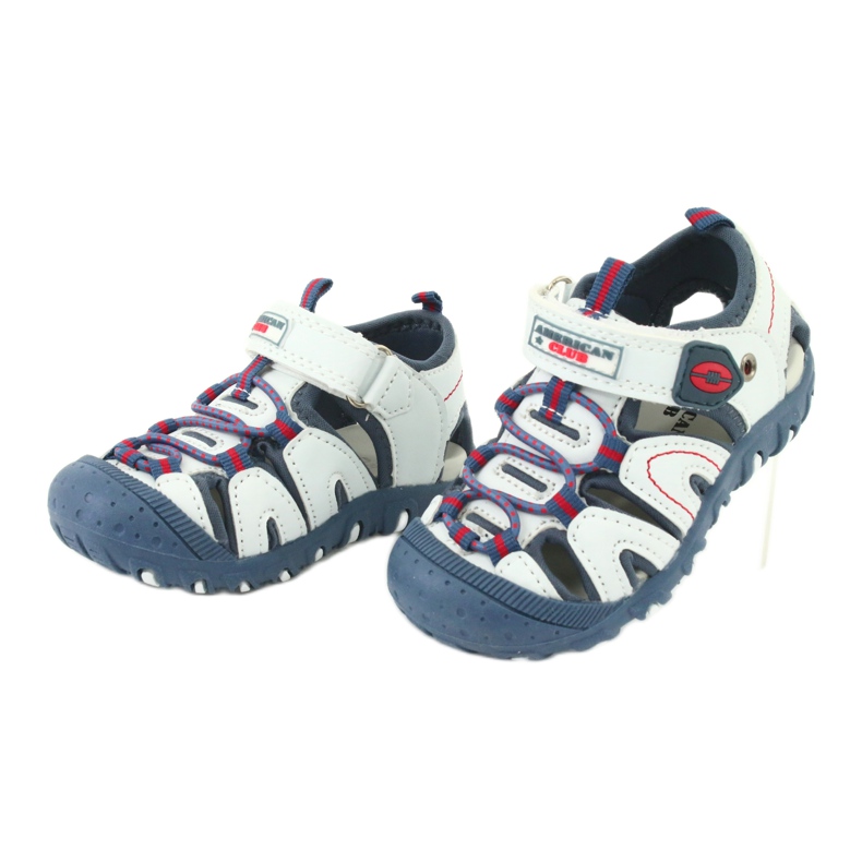 Sandalias con velcro American Club DR08 / 20 para niño blanco rojo azul 1