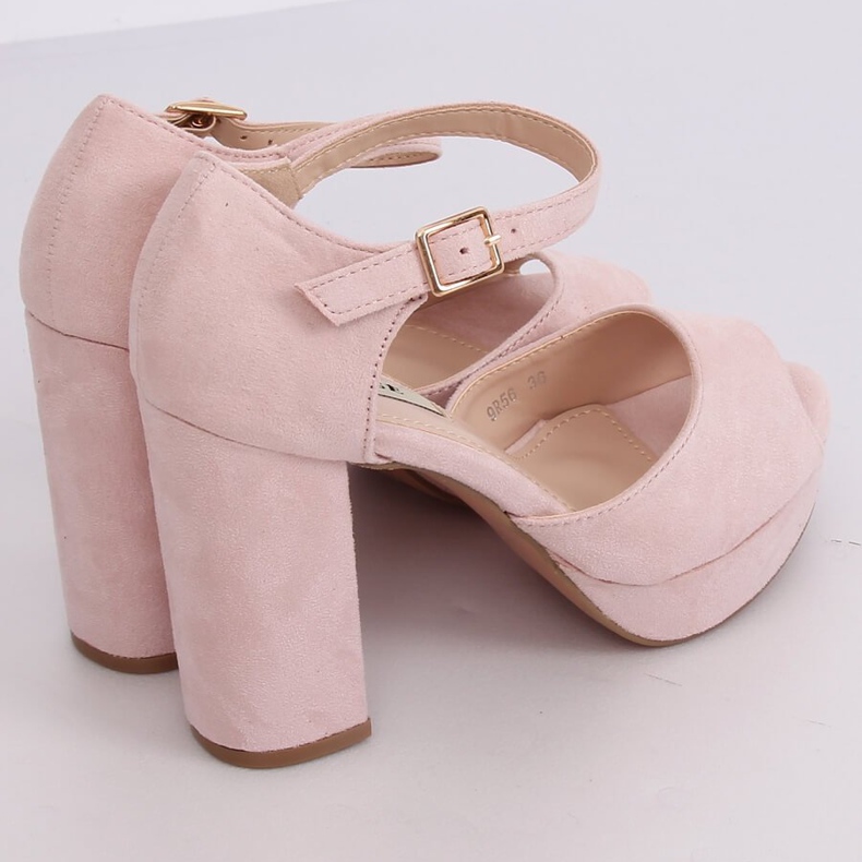 Sandalias de tacón beige y rosa 9R56 Nude 2